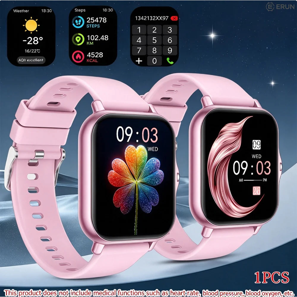 Upgraded Full-Touch Smart Watch, Wireless Calling And Reminders - USB Charging, Wallpaper, Multiple Sports Modes, News Reminders, Music Playback, Health Tracker, Suitable for Android And for Iphone Phones, Ideal Gift for Dail