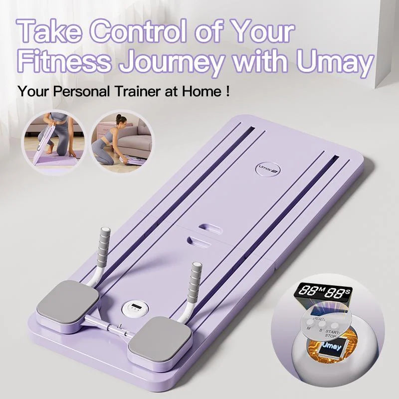 UMAY Foldable Pilates Board Abdominal Trainer With Resistance Tubes