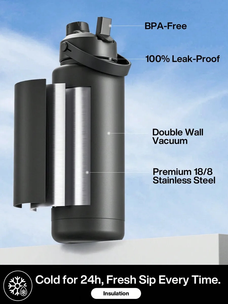 Insulated Stainless Steel Water Bottle With Straw And Spout Lid