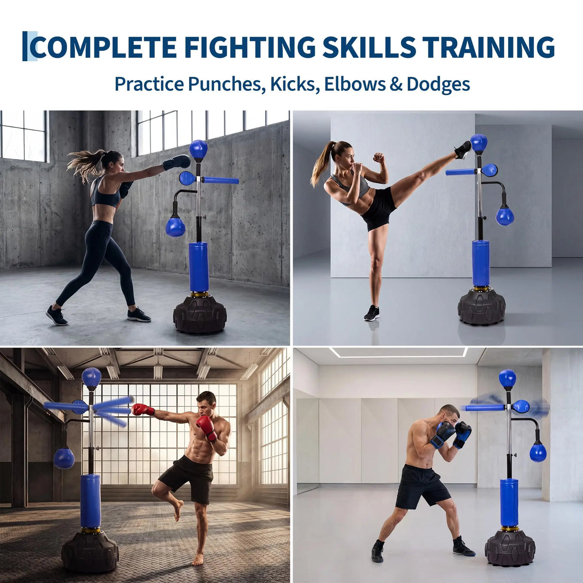 Height Adjustable Freestanding Boxing Bar With Swivel Bar And 2 Speed Balls Ideal For Adult MMA And Muay Thai Training Improves Dodging Reflexes And Punch Accuracy