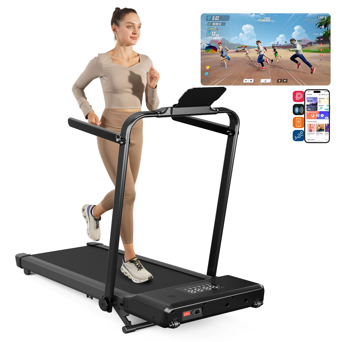 300Ibs Capacity 3.0HP Portable Treadmill for Home Remote Control LCD Display Walkingpad Foldable Treadmills with Handle Incline