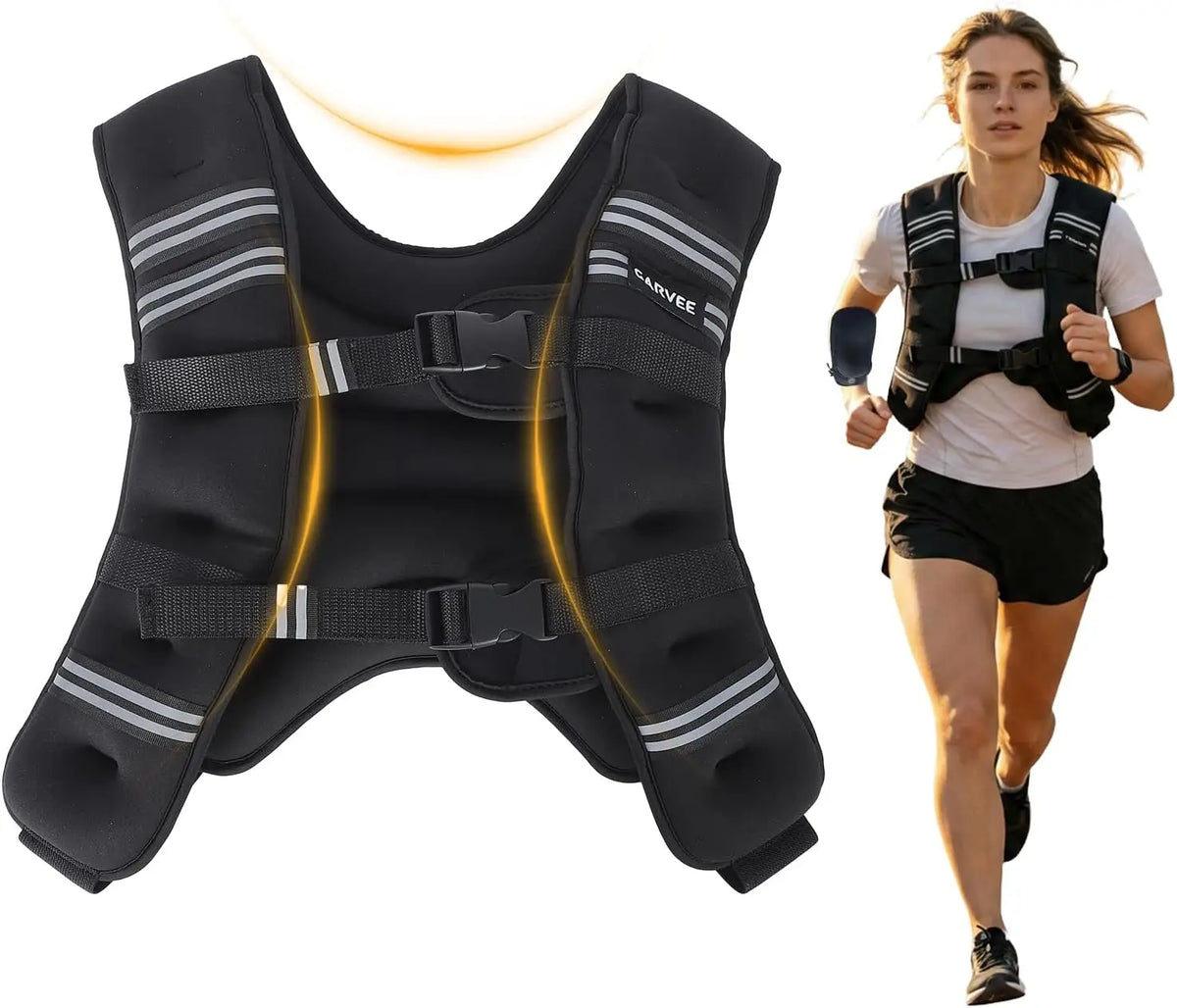 Weighted Vest for Men Women 20Lb Weights Included, Workout Equipment Strength for Training Workout, Jogging, Cardio, Walk Reflective Stripe Buckle