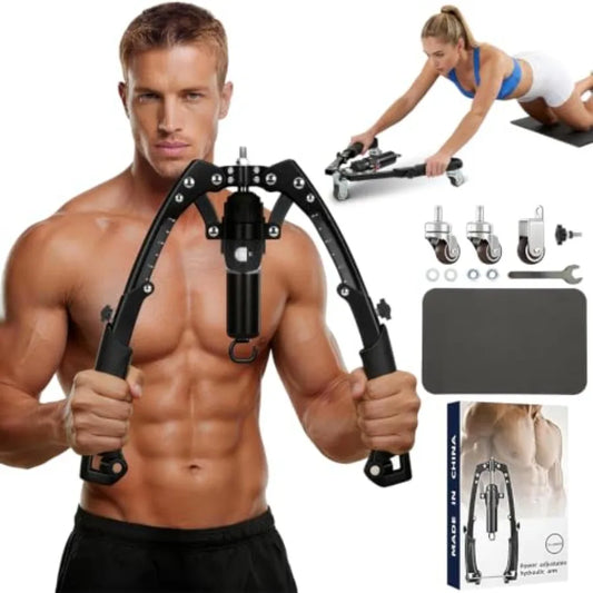Twister Arm Trainer, 3-in-1 Adjustable Hydraulic Power Chest Workout Equipment 22-440 lbs with Ab Roller and Resistance Band Ho