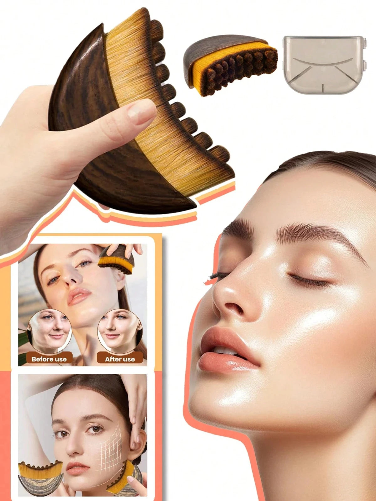 Lymphatic Contour Face Brush for Jawline Sculpting and Facial Massage