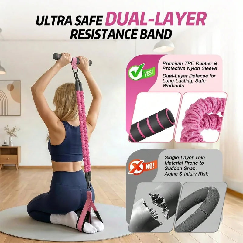 Upgrade Multifunction Pedal Resistance Band Workout Set, Elastic Pull Rope with Handles, Door Anchor & Foot Loops, Full‑Body Home Fitness Training Kit for Abdomen Waist Arm Leg, Pilates Equipment with Storage Bag