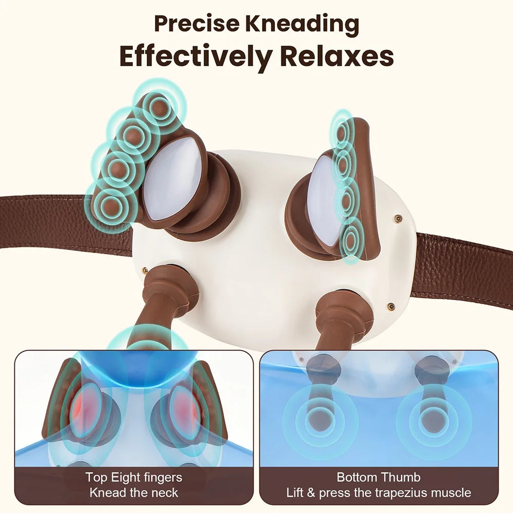4D Electric Neck Massager Wireless Cervical Massage Device Shiatsu Deep Tissue Shoulder Body Relaxation Massager for Men Women