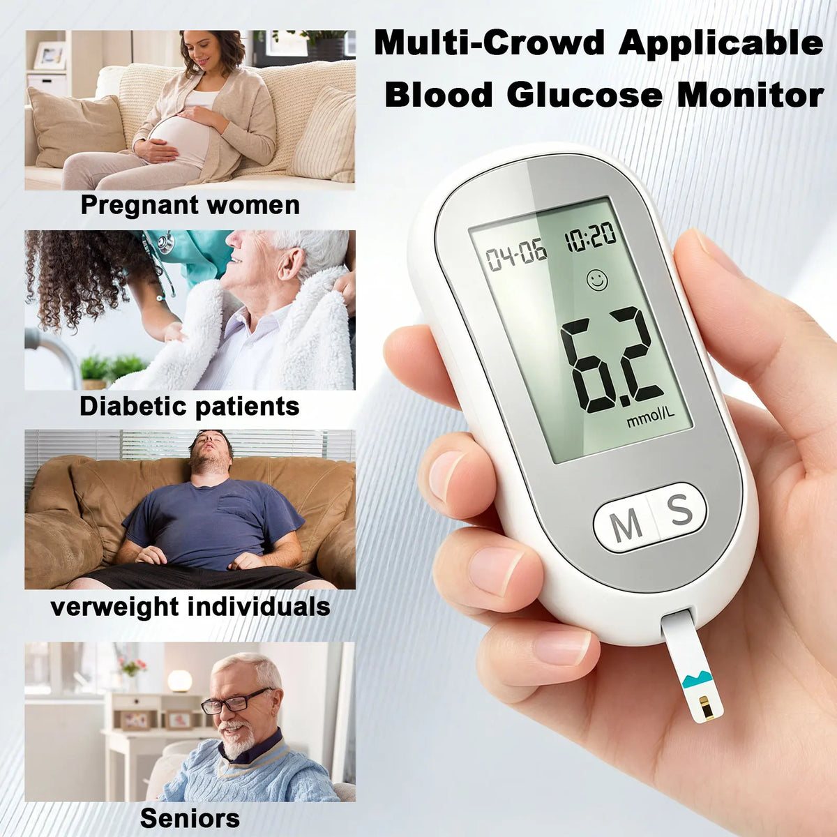 Blood Glucose Monitor Kit, 50 Test Strips & 50 Lancets Blood Sugar Testing Kit with Glucometer and Lancing Device, No Coding, Glucose Monitor for Home Use, Diabetes Testing