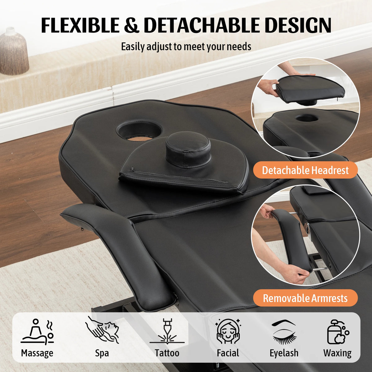 Electric Height Adjustable Massage Table With Reclining Backrest