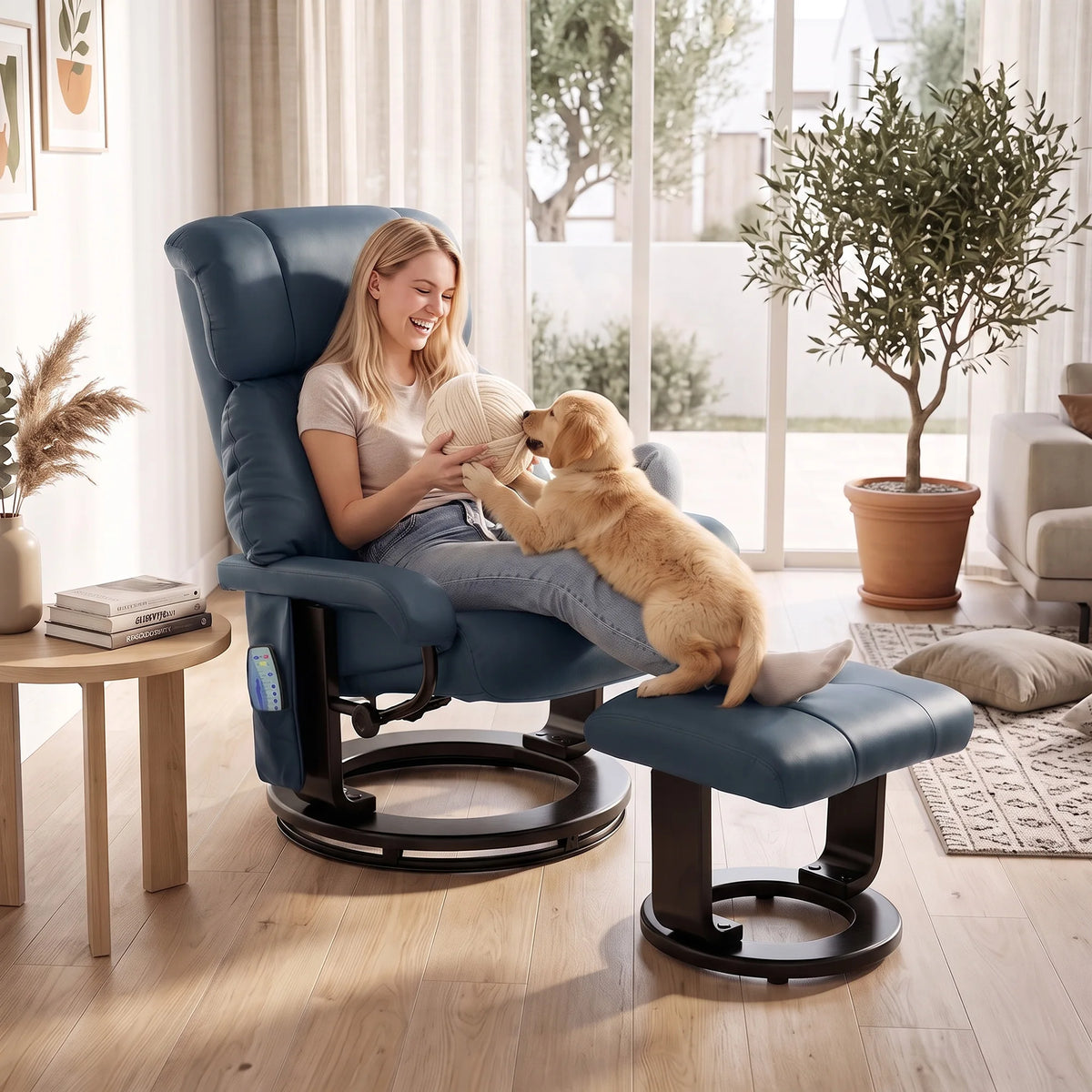 HOMCOM Massage Recliner Chair With Ottoman And Ten Point Vibration