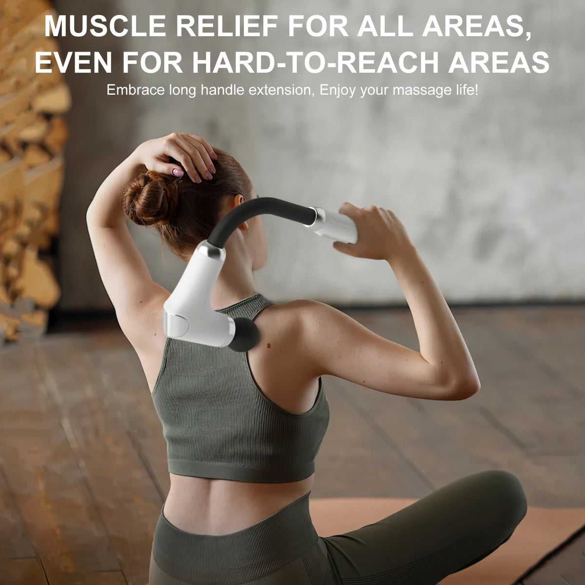 2026 New 8-in-1 Long-Handle Massage Gun. Relieves Back and Full-Body Muscle Tension. 6 Speeds & 3 Massage Modes for Deep Tissue Relaxation. Long-Lasting Battery, USB Charging, LED Display. Suitable for Home, Fitness and Outdo