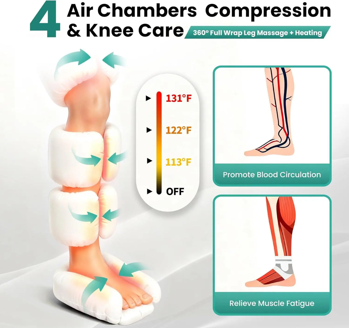 Heated Air Compression Leg Massager For Circulation And Pain Relief