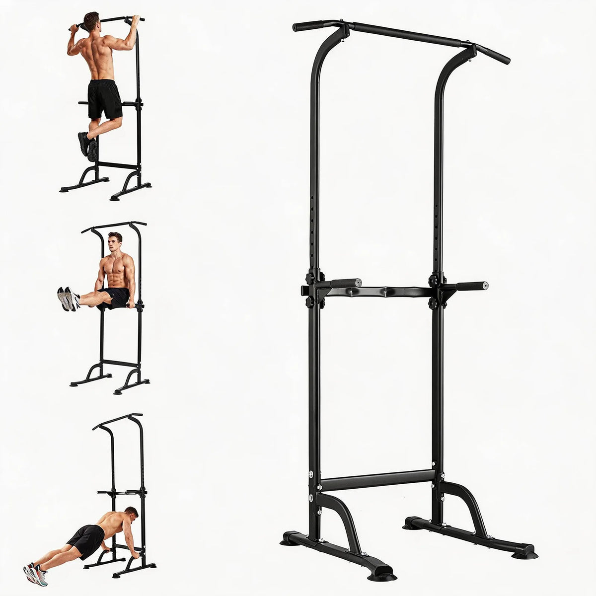 HiMISS Adjustable Power Tower Dip Station Home Gym Strength Trainer