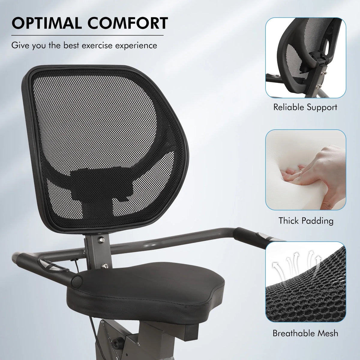 Recumbent Exercise Bike for Home Stationary Bike Sturdy Quiet 8 Levels Recumbent Bikes Large Comfortable Seat Heart Rate Handle