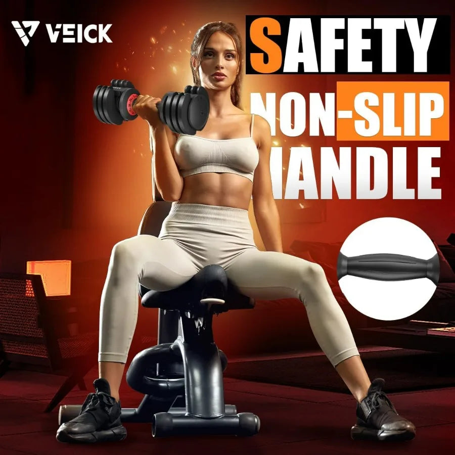 Adjustable Dumbbell With Non Slip Handle And Weight Tray
