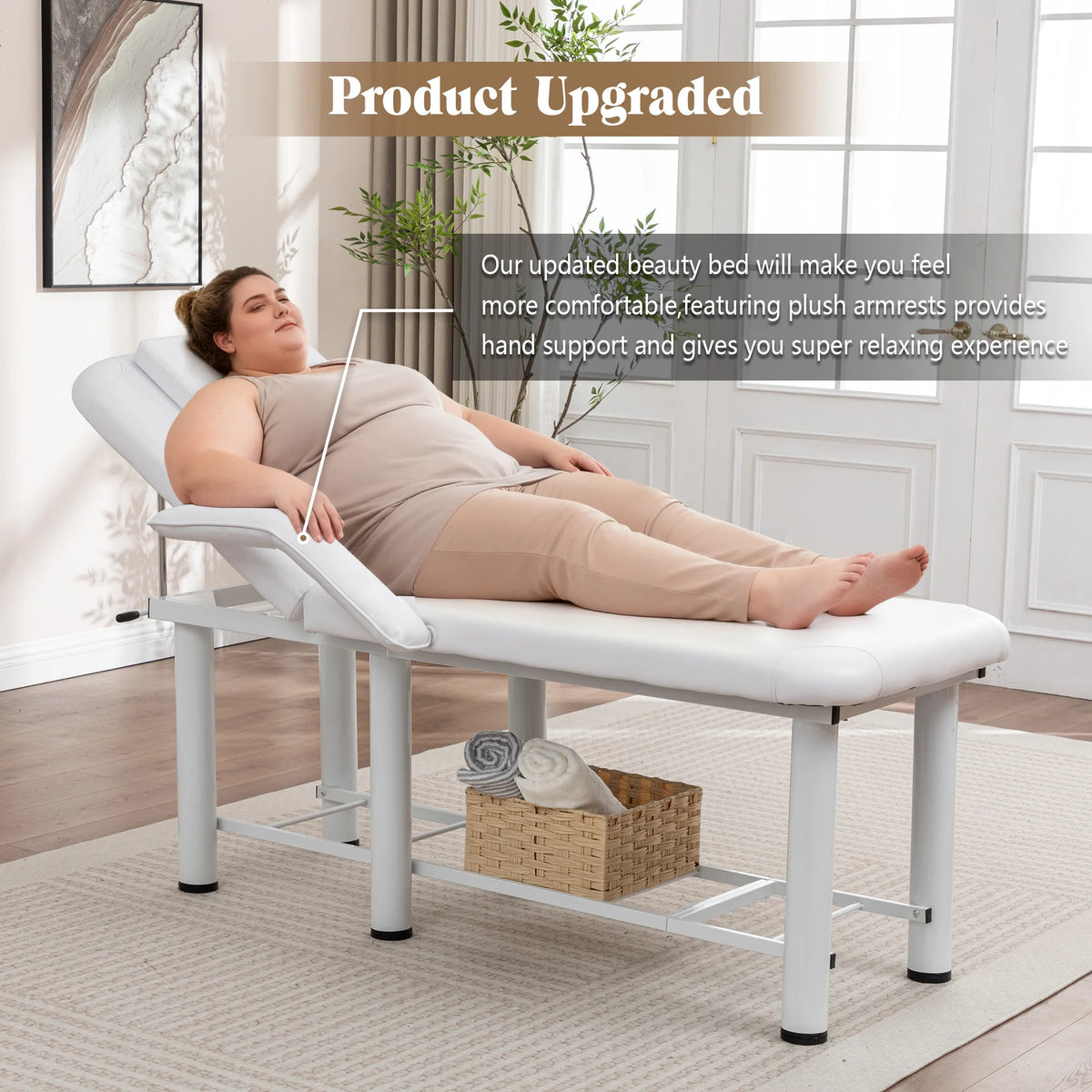 Professional Beauty Massage Bed With Removable Headrest And Storage Shelf