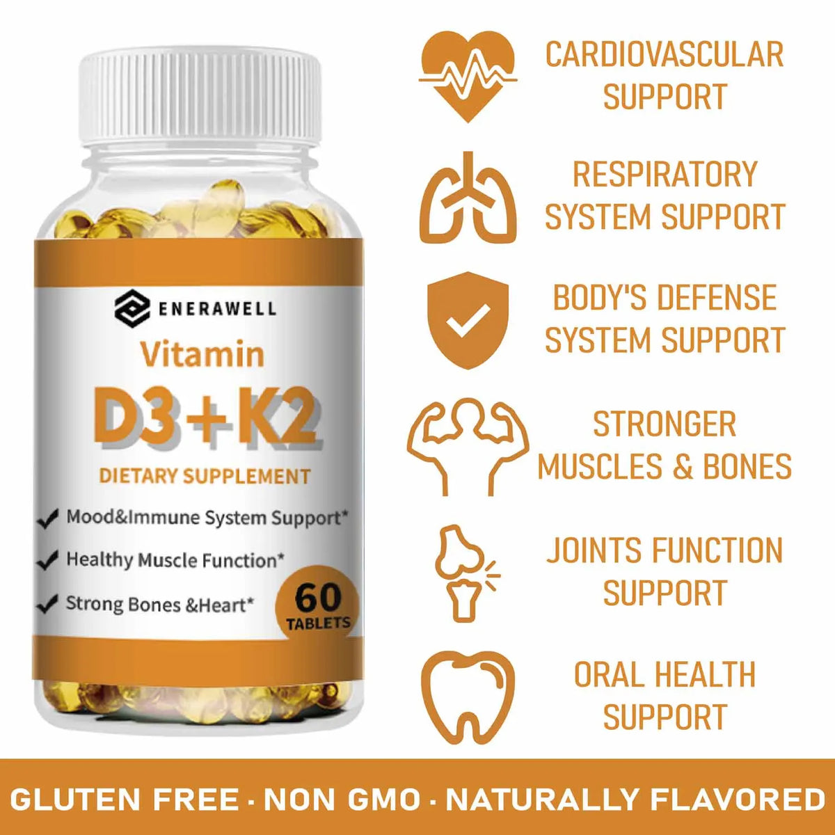Vitamin D3 K2 Capsules for Bone Health and Calcium Metabolism