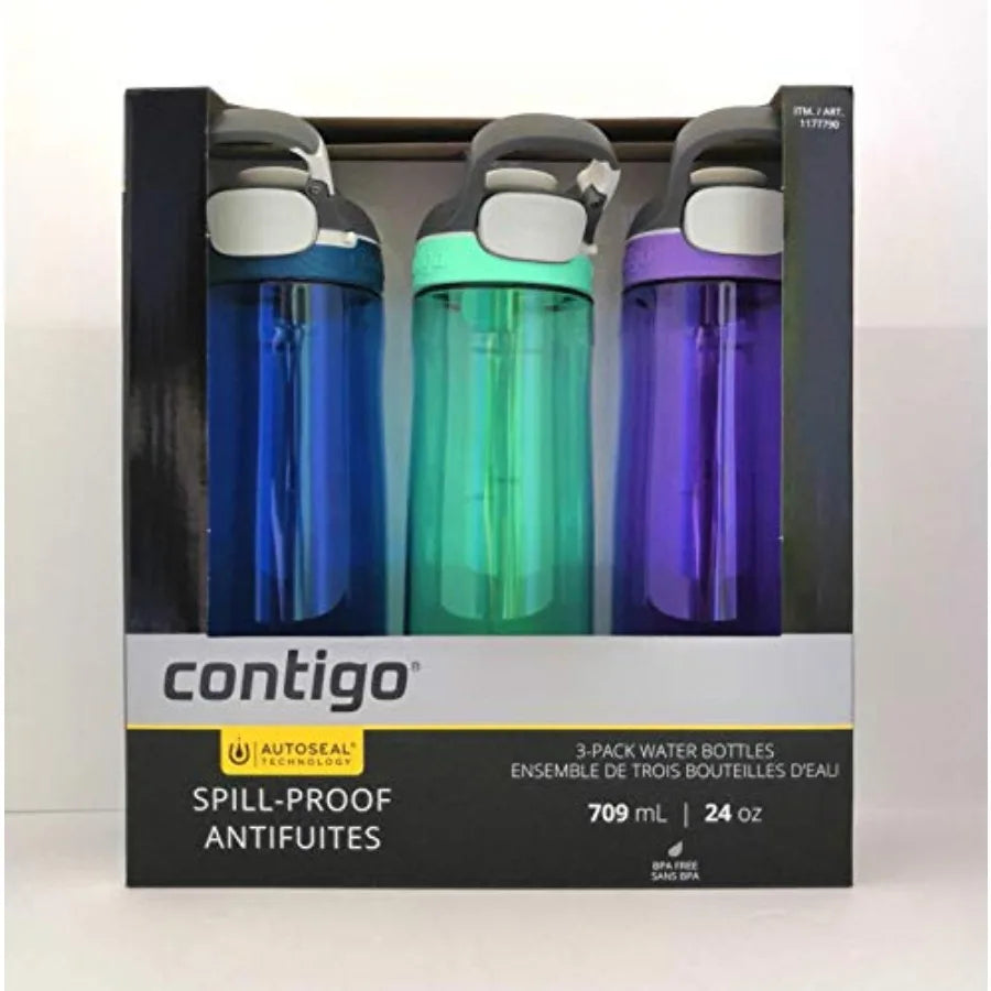 AUTOSEAL Spill Proof Reusable Water Bottles Pack Of Three