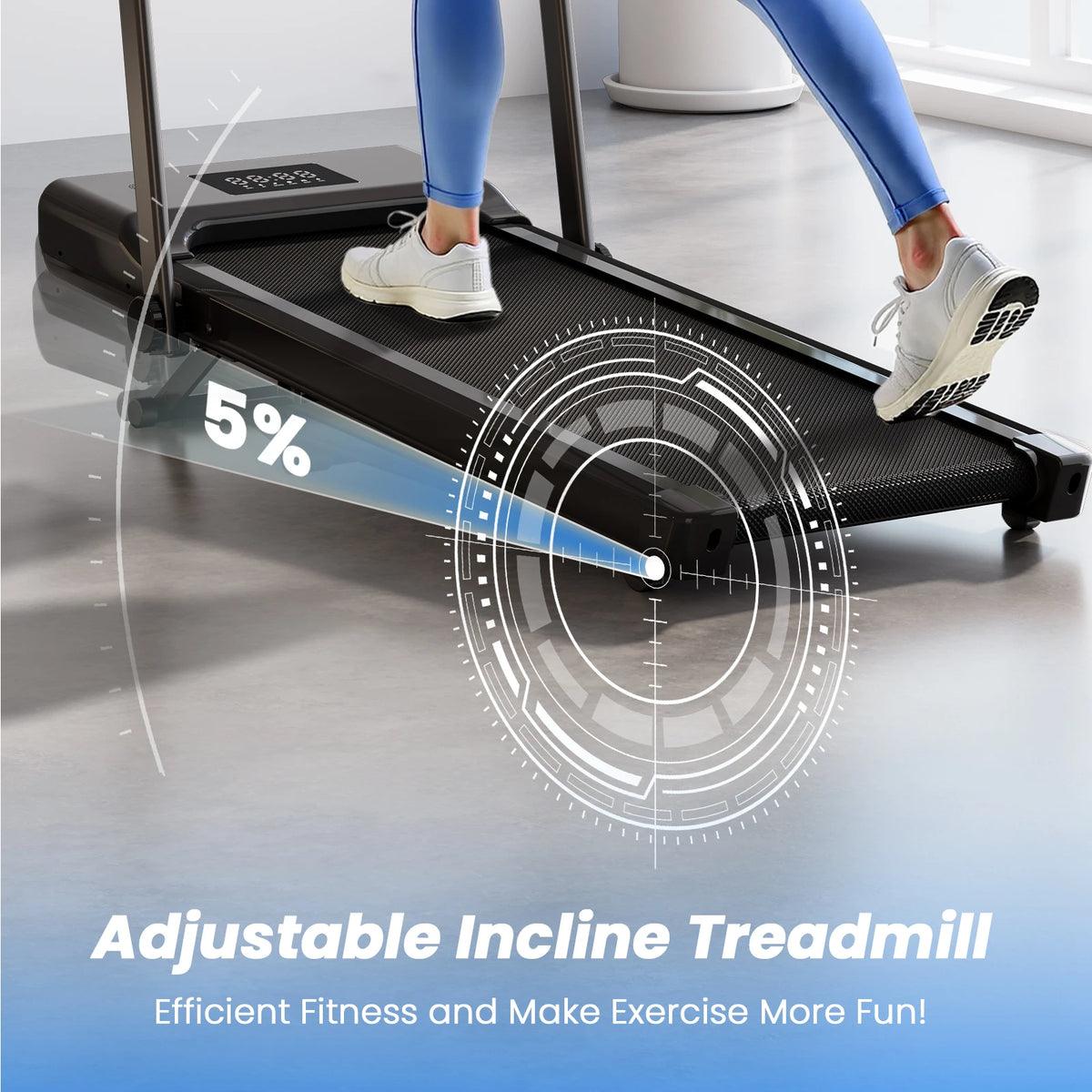 300Ibs Capacity 3.0HP Portable Treadmill for Home Remote Control LCD Display Walkingpad Foldable Treadmills with Handle Incline