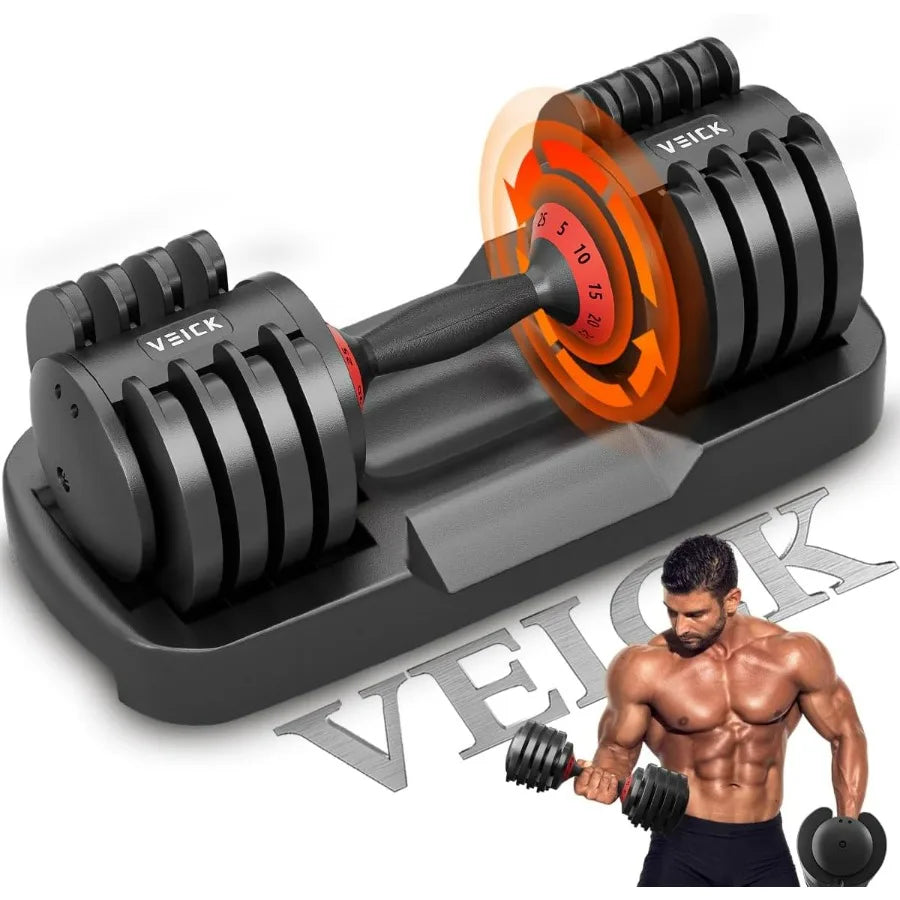 Adjustable Dumbbell With Non Slip Handle And Weight Tray
