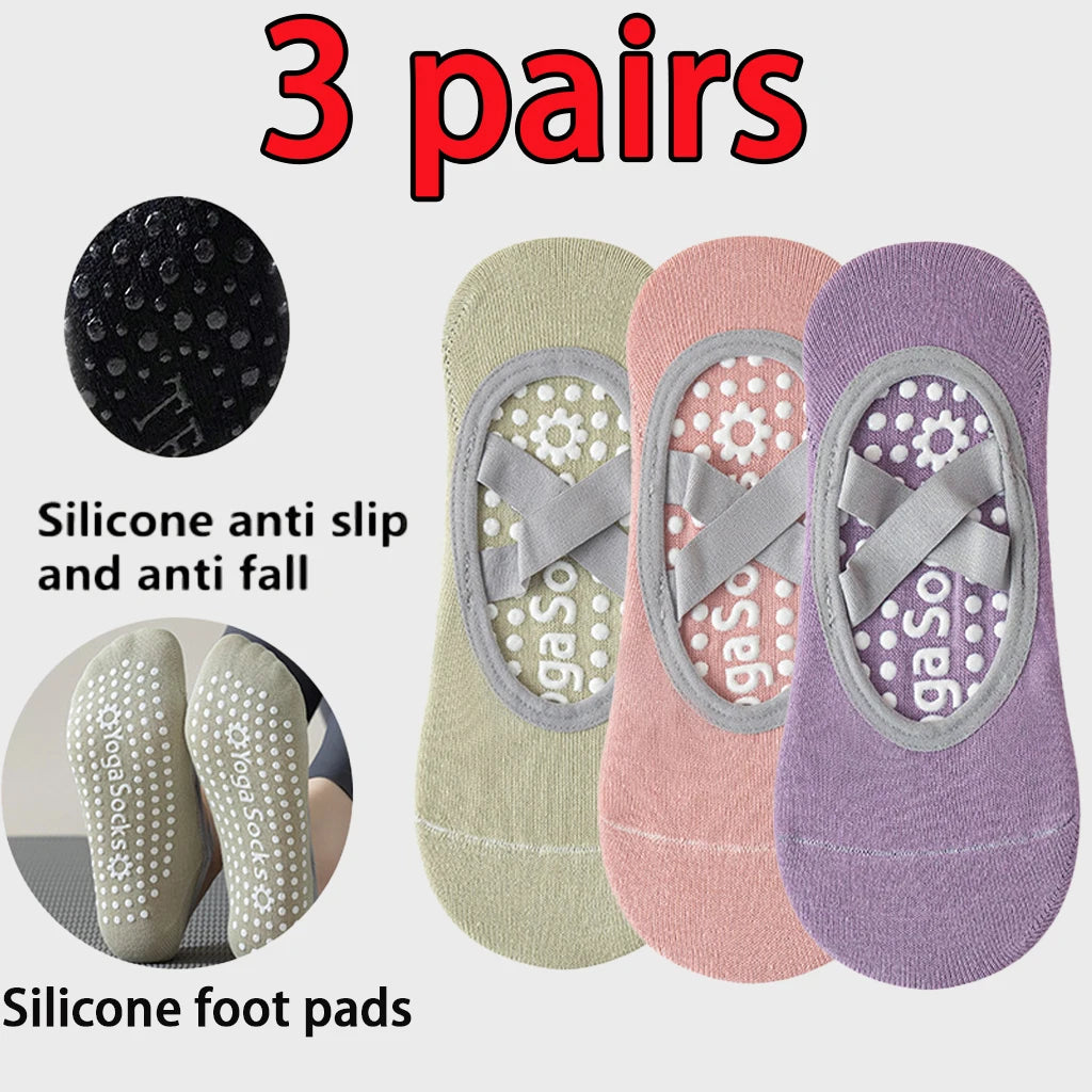 6 Pairs Women Yoga Socks Non Slip Grip Pilates Socks Cross Strap Low Cut Socks For Ballet Barre Dance Workout Fitness