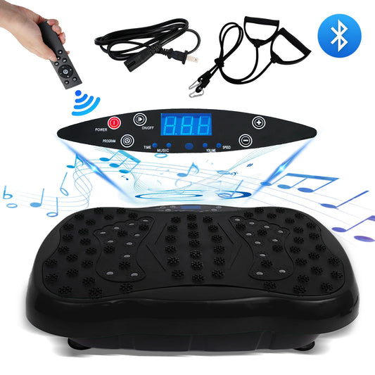 Vibration Plate Exercise Machine Full-Body with Resistance Bands Remote Control BL for Home Fitness Weight Loss Fat Burning