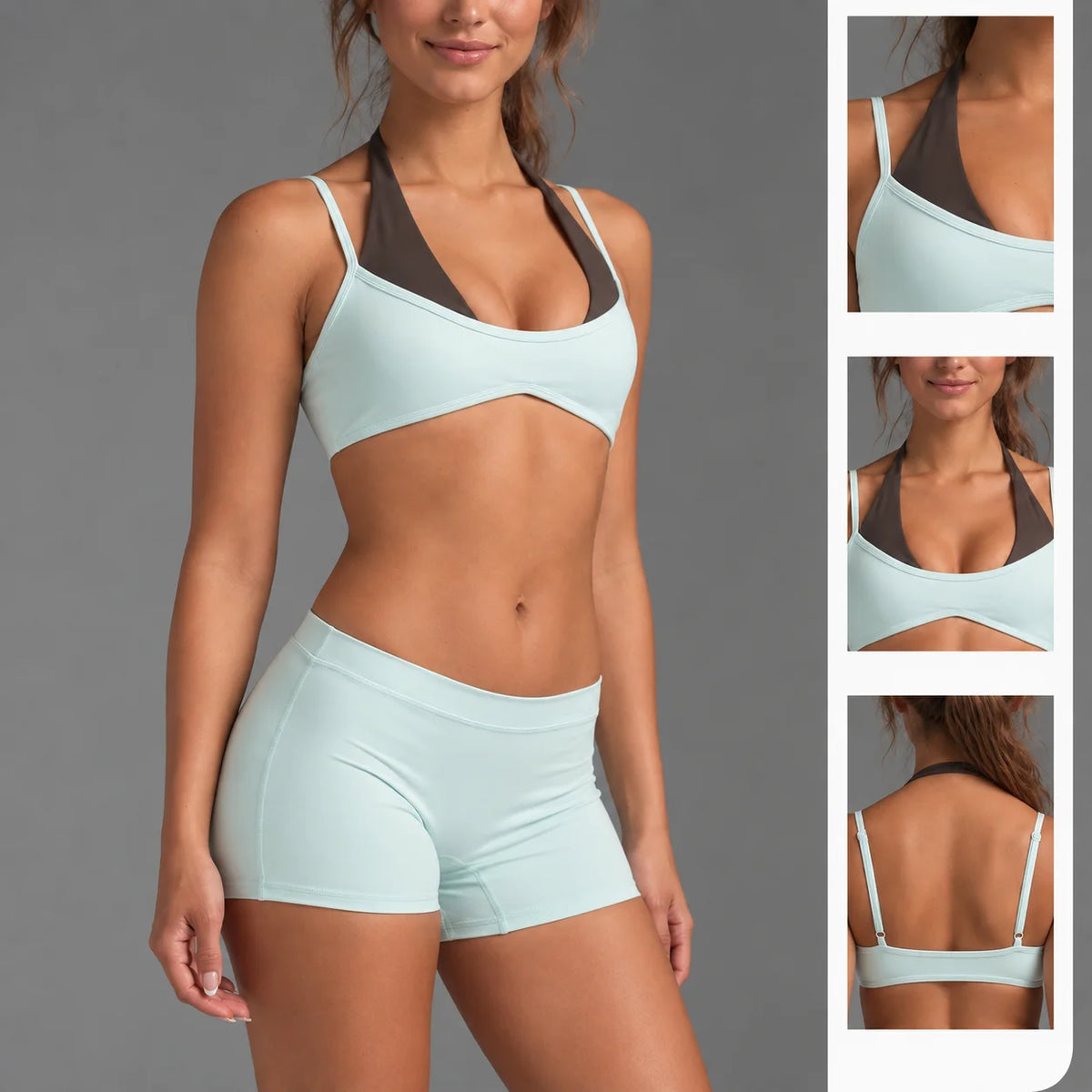 Women's Halter Sports Bra Tank With Built In Shelf Bra