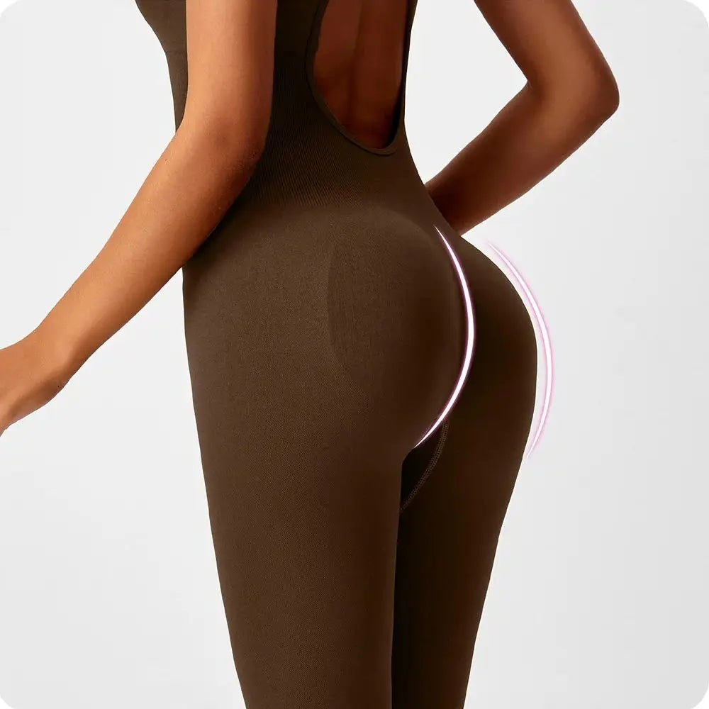 DPSTGYM Seamless V Back Yoga Bodysuit With Tummy Control