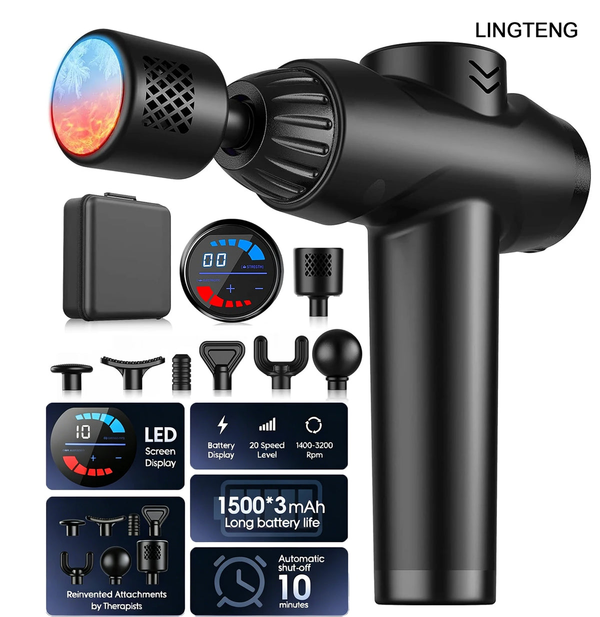 LINGTENG Hot And Cold Deep Tissue Percussion Massage Gun