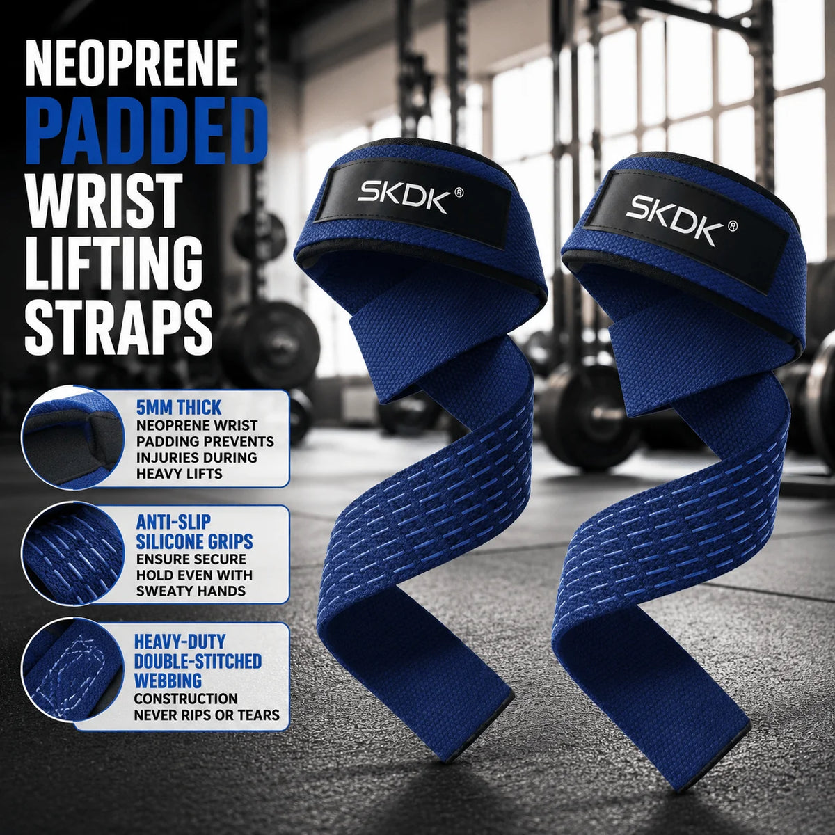 Weightlifting Wrist Straps With Neoprene Padding And Anti Slip Grip