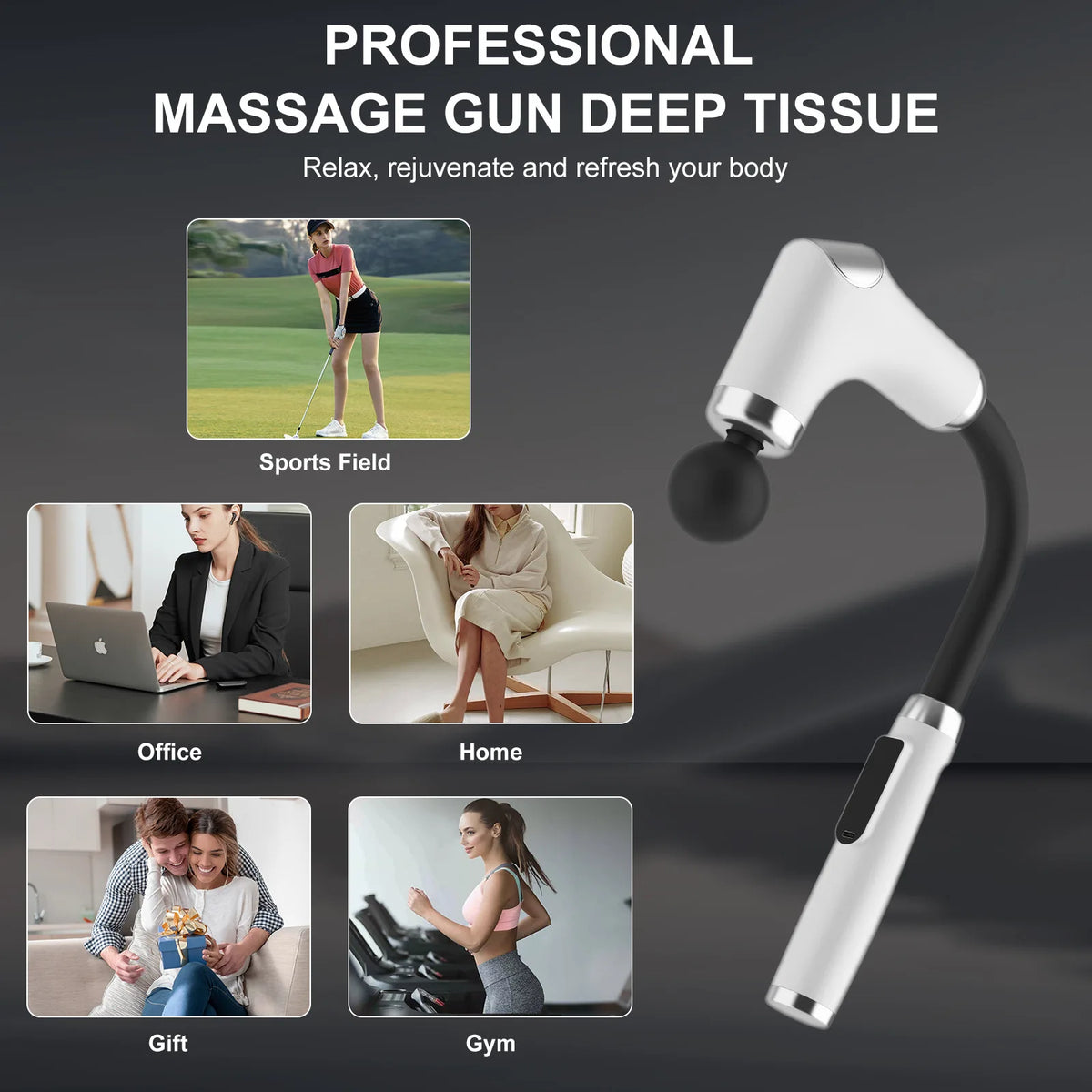 2026 New 8-in-1 Long-Handle Massage Gun. Relieves Back and Full-Body Muscle Tension. 6 Speeds & 3 Massage Modes for Deep Tissue Relaxation. Long-Lasting Battery, USB Charging, LED Display. Suitable for Home, Fitness and Outdo