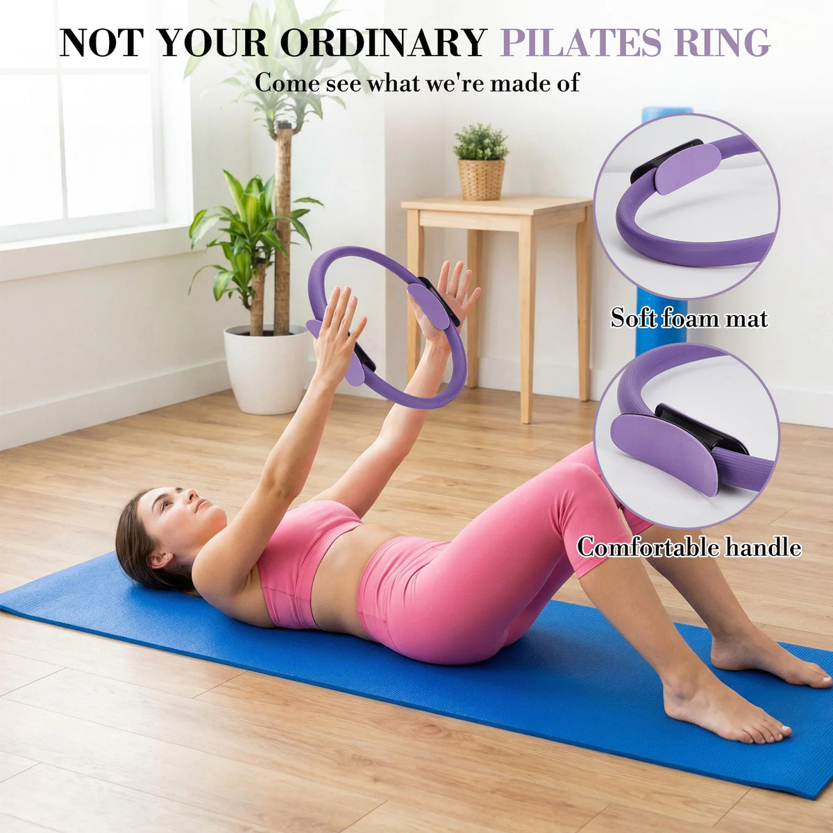 13-Piece Complete Pilates Ring Set, 14'' Magic Circle with Padded Handles, 9.8'' Anti-Burst Mini Ball, 3-Level Resistance Bands, Home Workout Kit for Core Strength, Full Body Toning, Includes Guide, Carry Bag