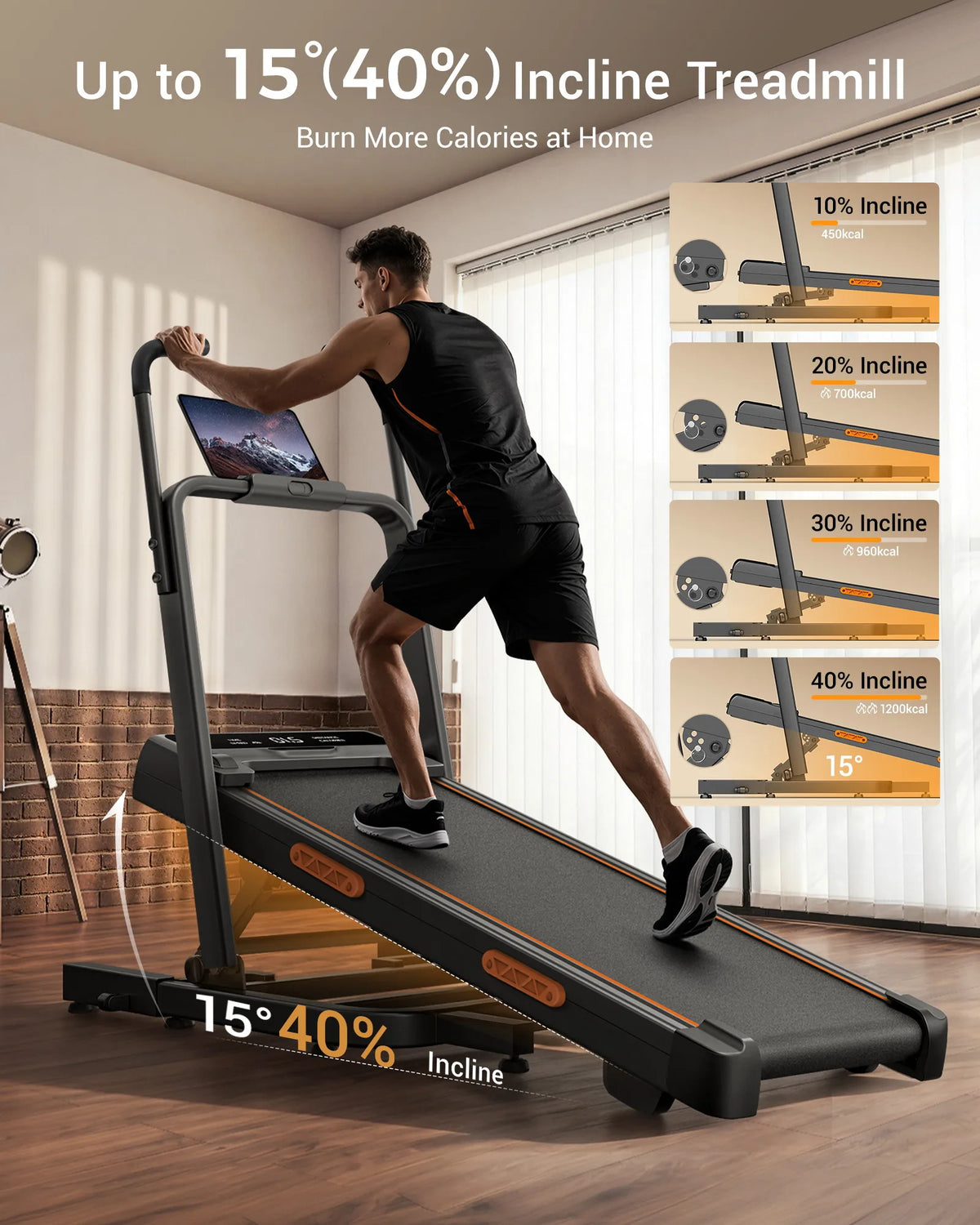 UMAY Electric Home Treadmill With Powerful Motor And Shock Absorption