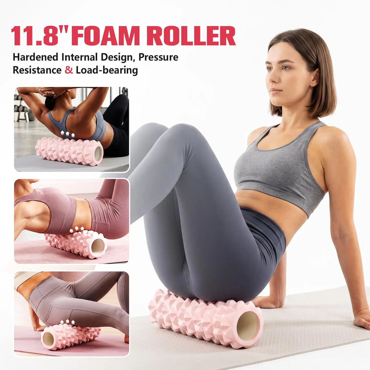 12-Inch 30cm EVA Foam Roller for Deep Tissue Massage Trigger Point Muscle Soreness Relief Yoga Pilates Exercise Roller Home Gym Fitness Workout Equipment Body Recovery