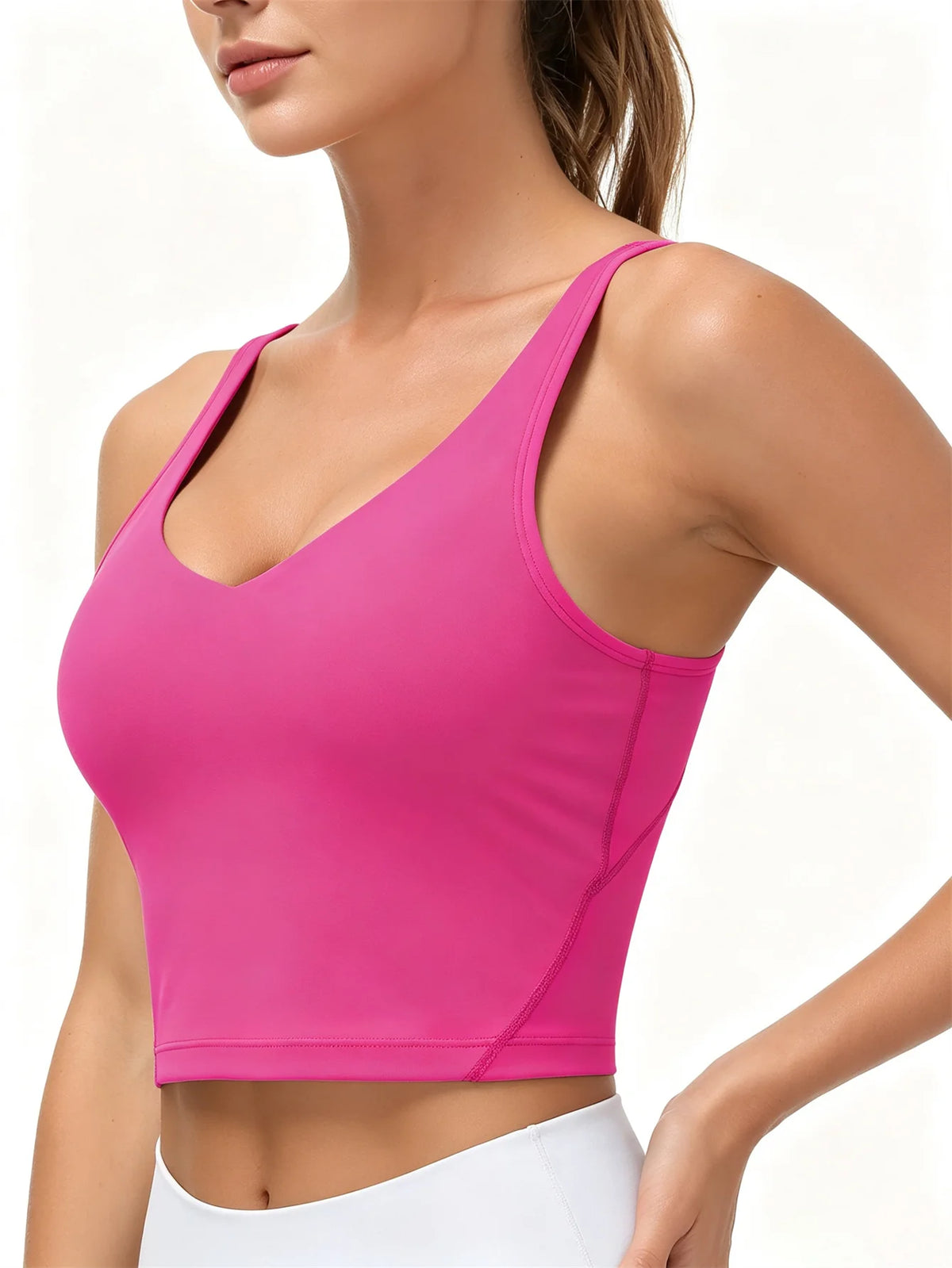 Womens Longline Wirefree Padded Sports Bra for Yoga and Fitness
