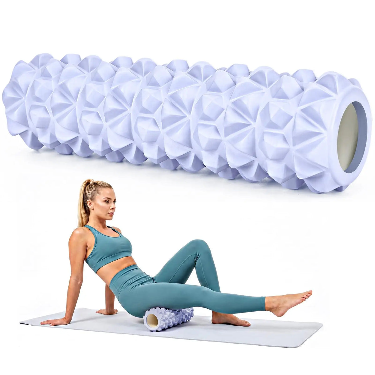 12-Inch 30cm EVA Foam Roller for Deep Tissue Massage Trigger Point Muscle Soreness Relief Yoga Pilates Exercise Roller Home Gym Fitness Workout Equipment Body Recovery