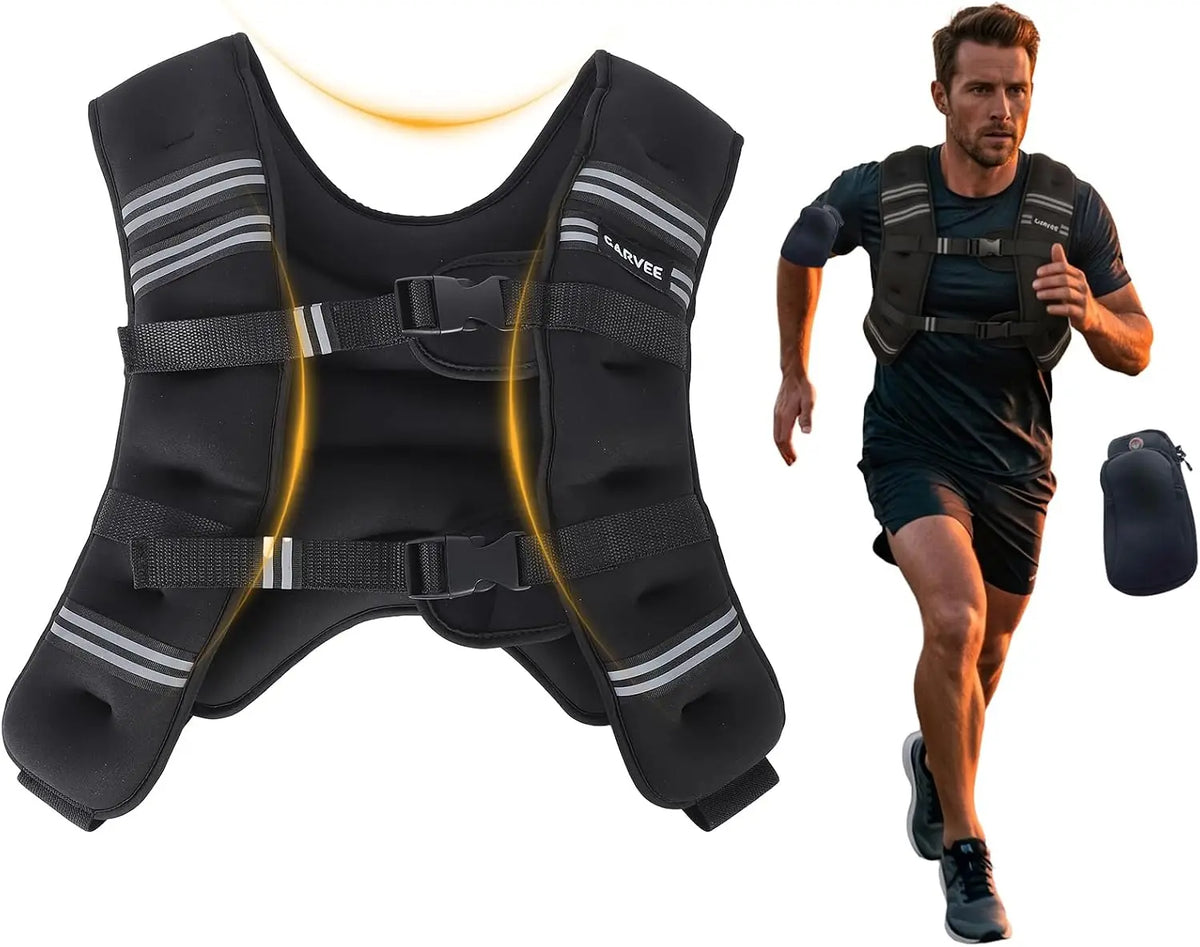 Weighted Vest for Men Women 20Lb Weights Included, Workout Equipment Strength for Training Workout, Jogging, Cardio, Walk Reflective Stripe Buckle