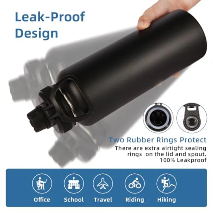 Insulated Steel Sports Bottle With Paracord Handle And Spout Lid