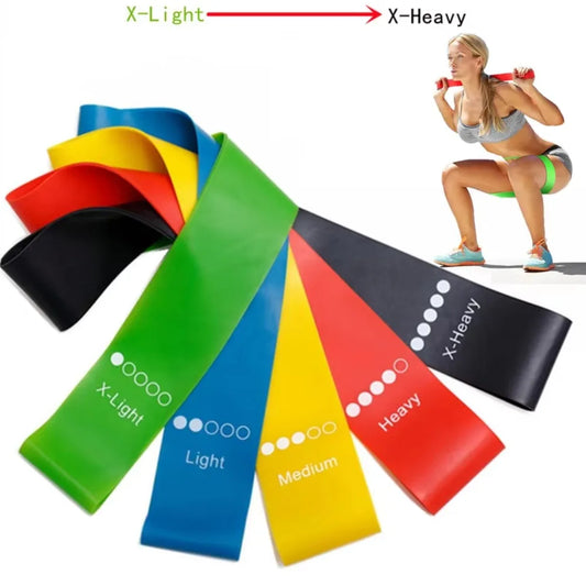 TPE Resistance Bands Set 5 Levels, Elastic Exercise Loops for Yoga Squat Arm Leg Glute Shaping, Home Gym Workout