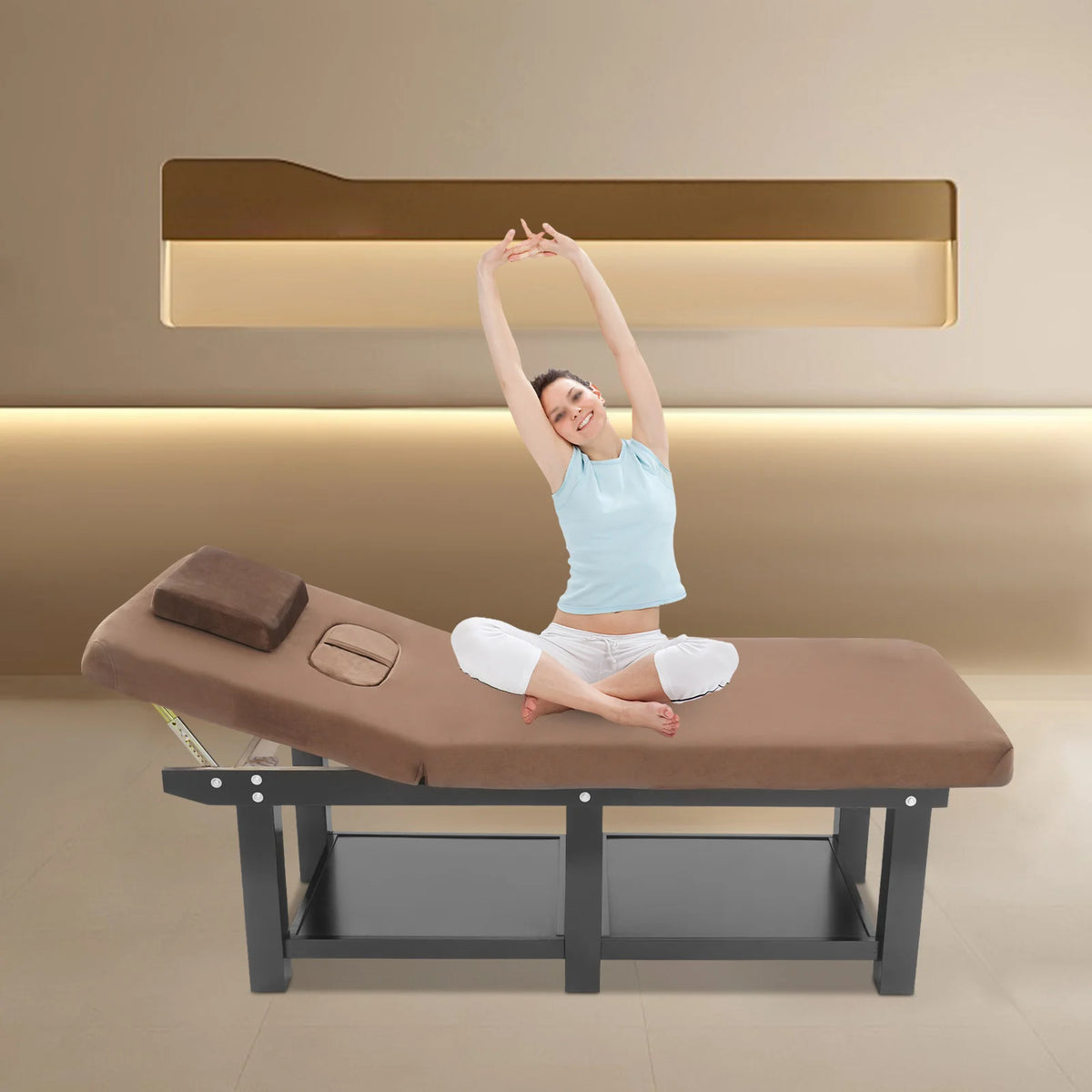 Beauty Bed, Massage Table, Portable Foldable Massage Table 190x80cm Six Legs Adjustable Velvet Cover Heavy Duty Spa Salon Furniture