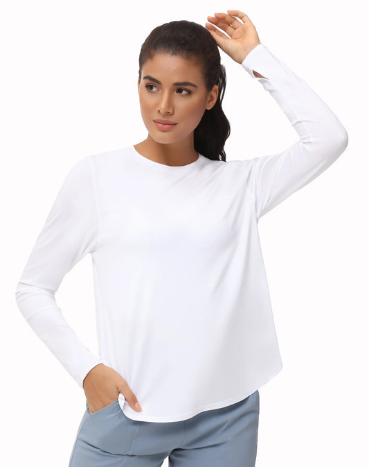 THE GYM PEOPLE Women's Long Sleeve Cotton Yoga Workout Shirt