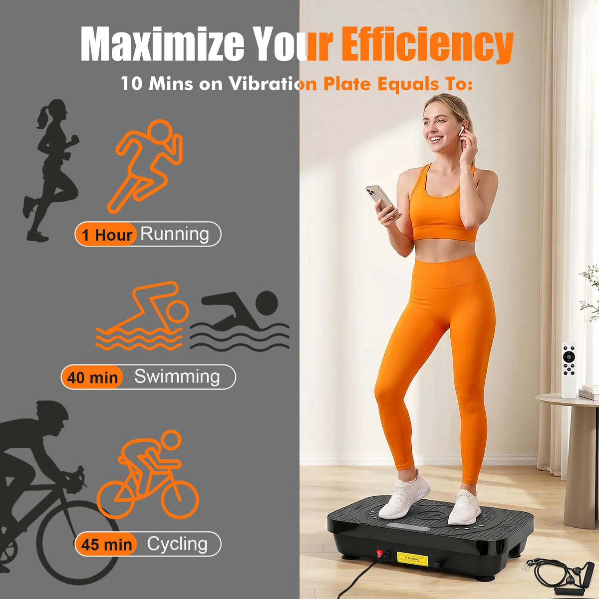 Vibration Plate Machine Home Fitness Workout Exercise Bluetooth for Weight Loss & Whole Body Shaping High-Frequency for Fat Burning & Toning 10 Auto 200 Manual Speed Settings Includes Resistance Bands & Yoga Straps Shaker Adj