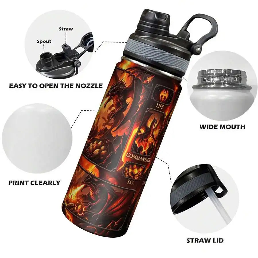 Raid Themed Insulated Water Bottle With Straw And Spout Lid