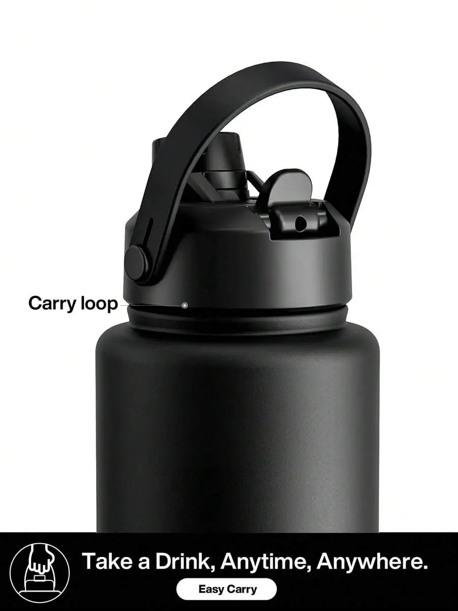 Insulated Stainless Steel Water Bottle With Straw And Spout Lid