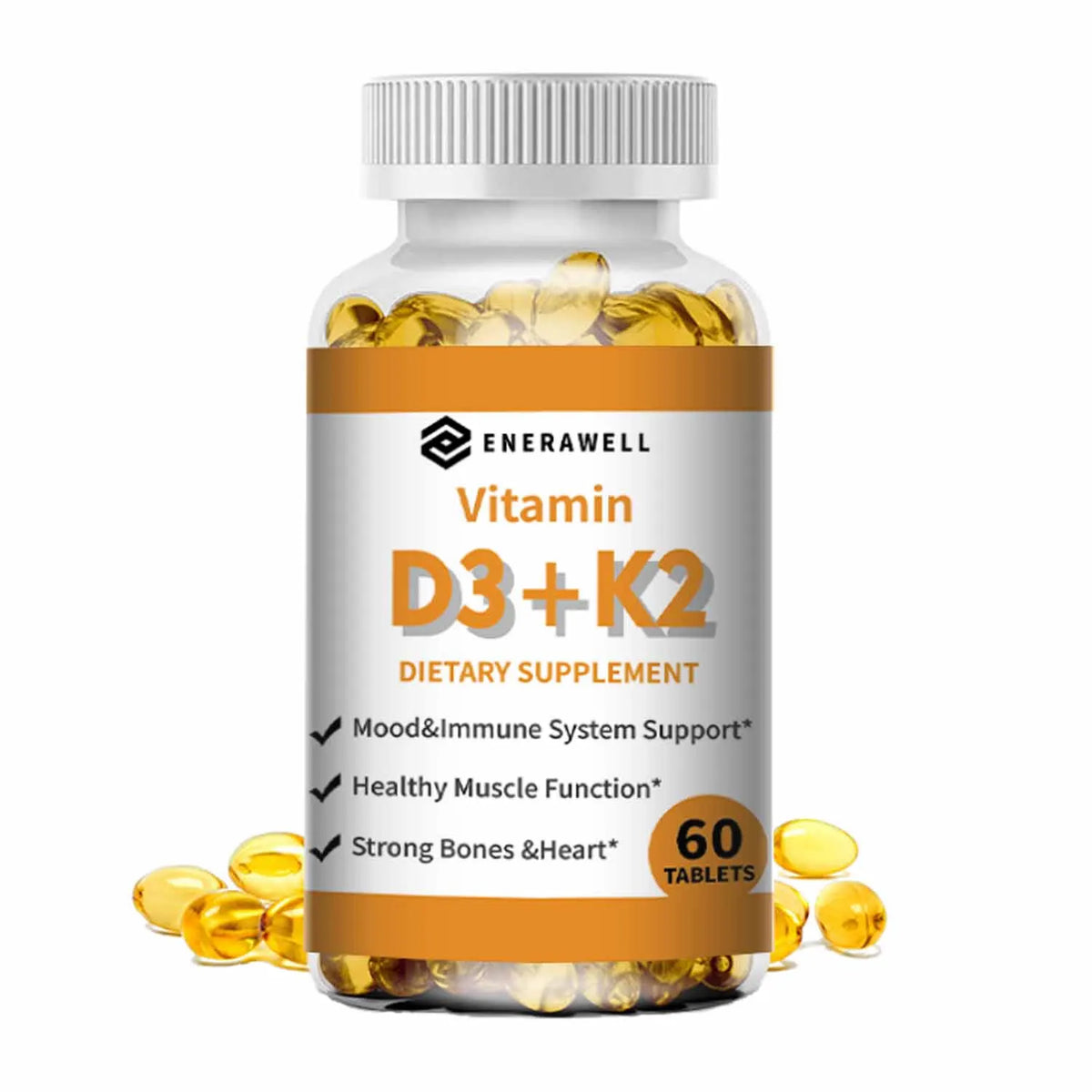 Vitamin D3 K2 Capsules for Bone Health and Calcium Metabolism