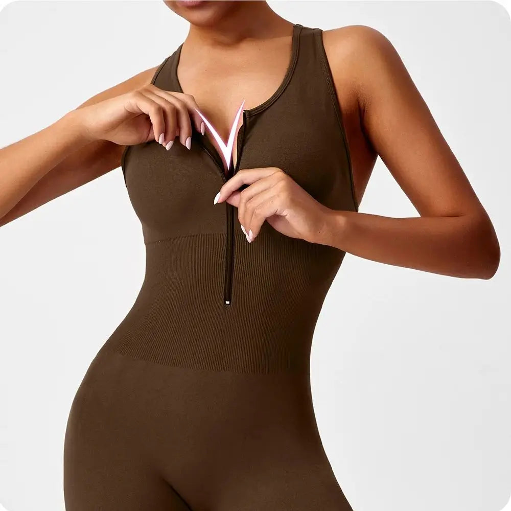 DPSTGYM Seamless V Back Yoga Bodysuit With Tummy Control