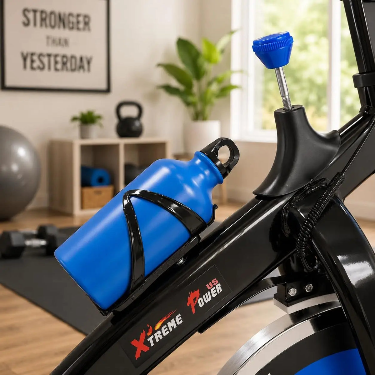 Stationary Exercise Bicycle Indoor Cycling Bike with Adjustable Resistance LCD Monitor and Comfortable Seat for Home Gym Cardio Training Fitness Workout