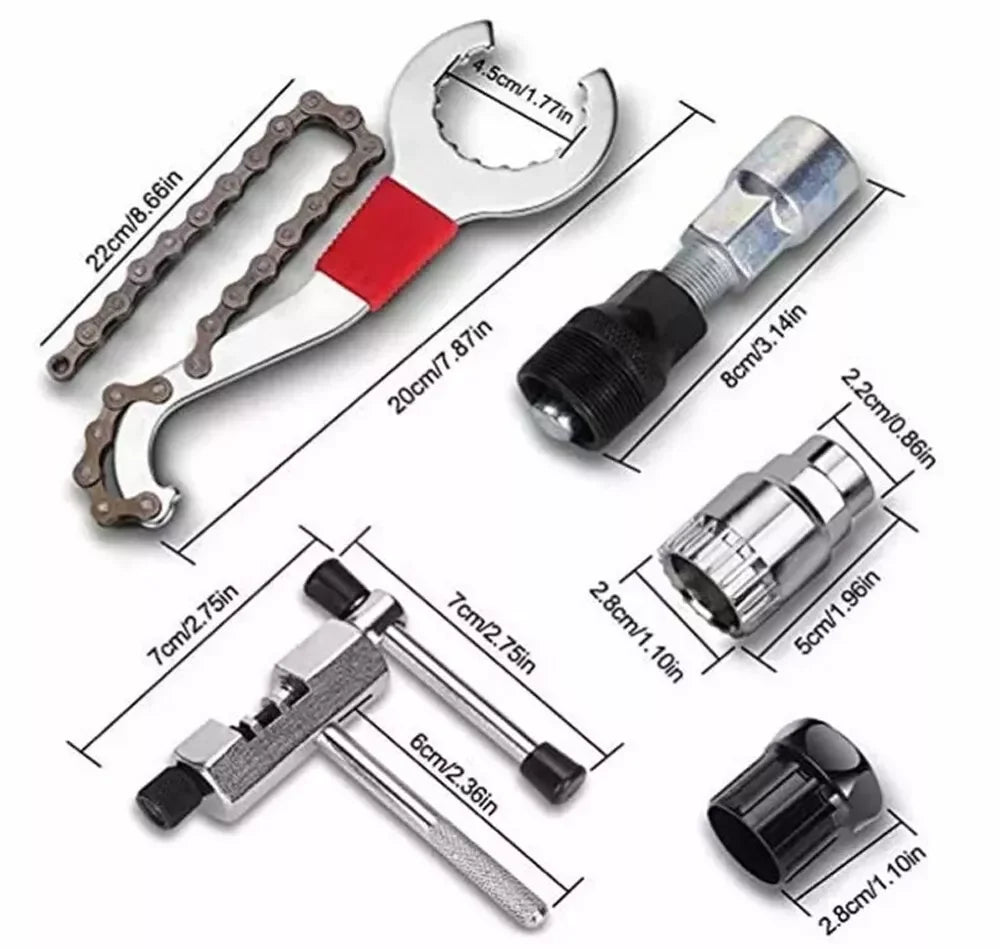 Complete Bicycle Repair Kit With Chain Crank And Freewheel Tools