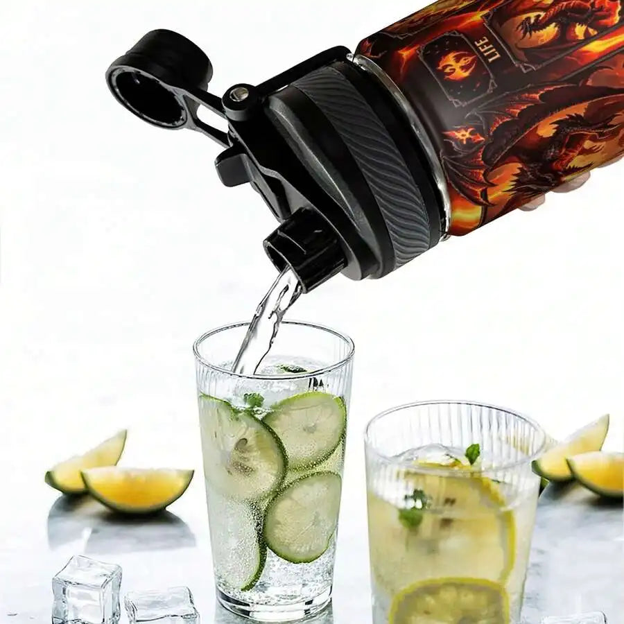 Raid Themed Insulated Water Bottle With Straw And Spout Lid