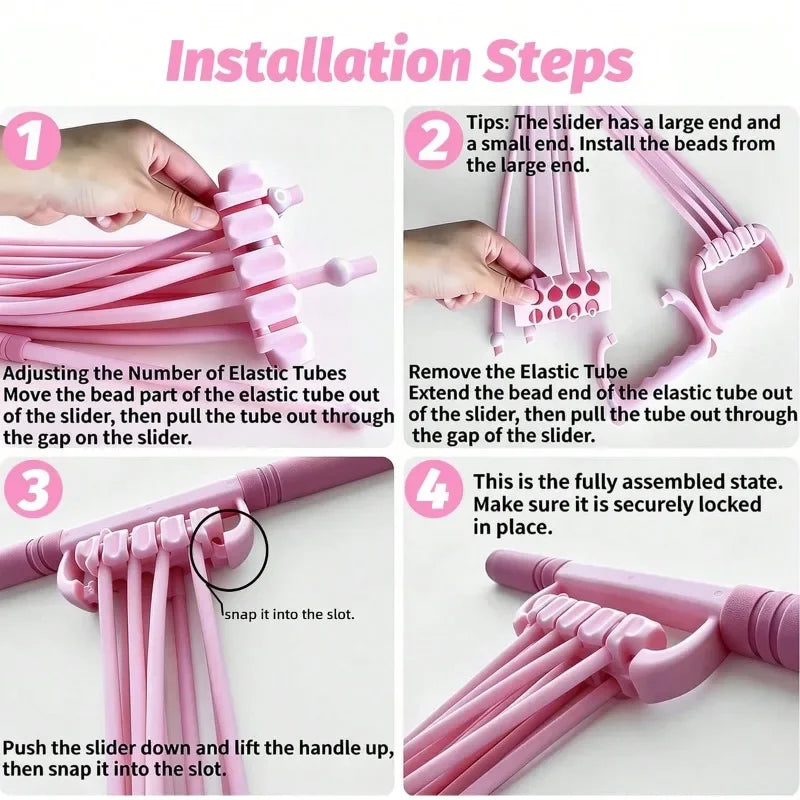 Upgraded Household Full‑Body Pedal Resistance Bands with Handle, 8‑Tube Natural Rubber Foot Tension Rope, for Ab Waist Arm Leg Pilates Yoga