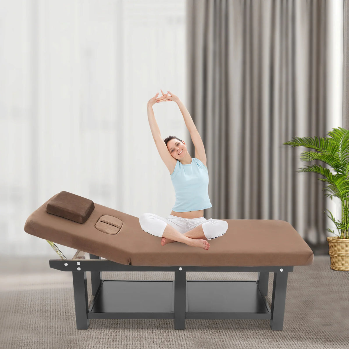 Beauty Bed, Massage Table, Portable Foldable Massage Table 190x80cm Six Legs Adjustable Velvet Cover Heavy Duty Spa Salon Furniture